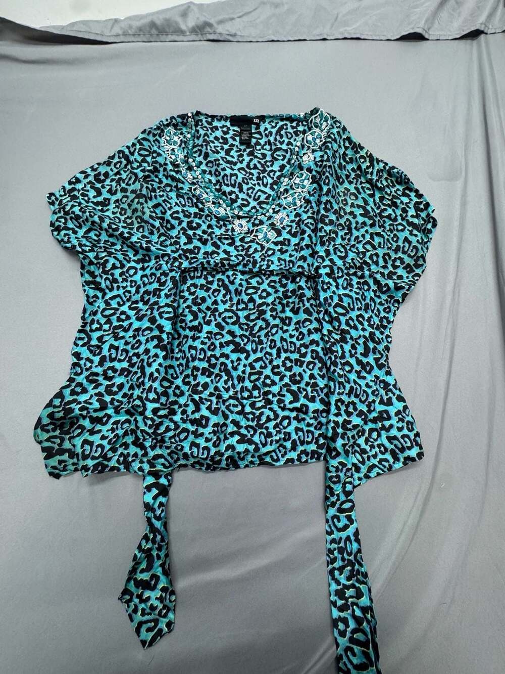 XXI Leopard Print Embellished Poncho Top And Skirt Set Size L